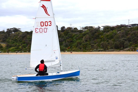 Luis sailing out in front of Black Rock Yacht Club